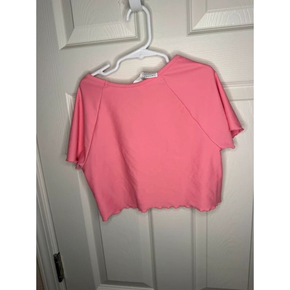 Girls Pink Roxy Cropped Rash Guard Size 16 - Picture 3 of 3